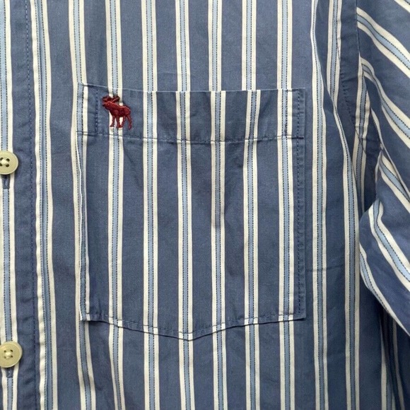 Abercrombie and Fitch Shirt Mens Large Blue Striped Vintage Button Down Oxford - Picture 5 of 10